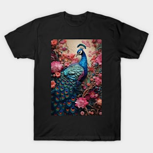 Peacock in a Flower Garden T-Shirt